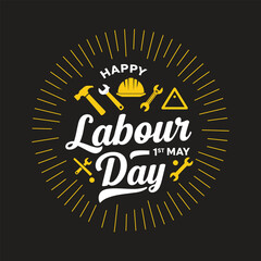 Fototapeta premium Happy Labour Day modern typography vector design with Black background