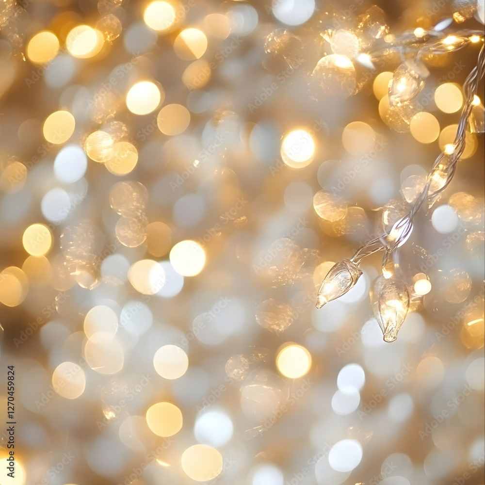 Aufkleber luminous light string illuminates a festive background with sparkling golden bokeh effect