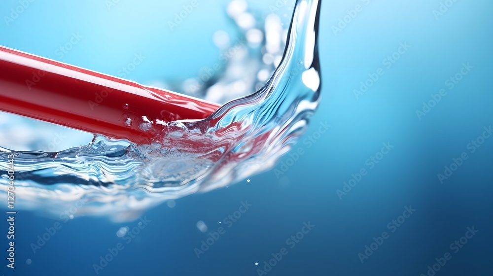Aufkleber detailed macro shot of a toothbrush with toothpaste being rinsed under a stream of clear flowing wat