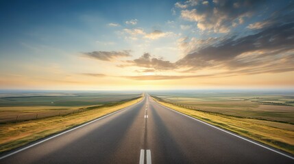 Naklejka premium fields horizon road