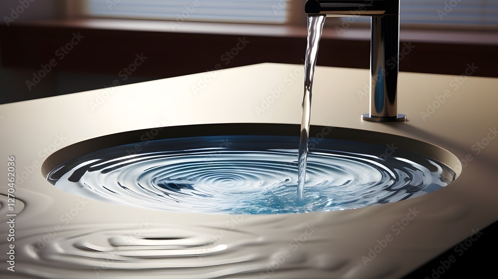 Poster mesmerizing abstract image showcasing the captivating water ripples and waves forming in a bathroom 