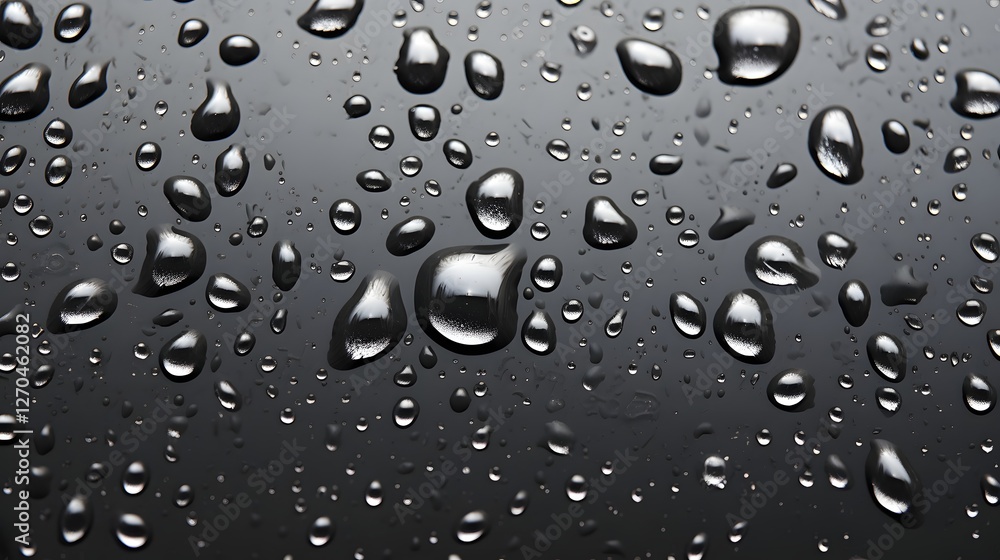 Poster close up view of mesmerizing patterns created by water droplets forming on the surface of a glass sh