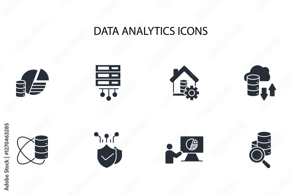 Poster data analytics icon set.vector.editable stroke.linear style sign for use web design,logo.symbol illu