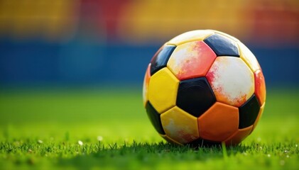 Vibrant multicolored soccer ball, perfect for play , goal, match