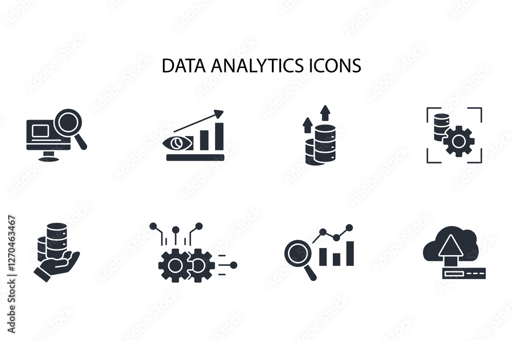 Poster data analytics icon set.vector.editable stroke.linear style sign for use web design,logo.symbol illu