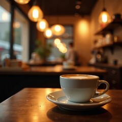 Fototapeta premium Warm coffee shop bokeh, blurred lights and textures, blurred lights, coffee shop