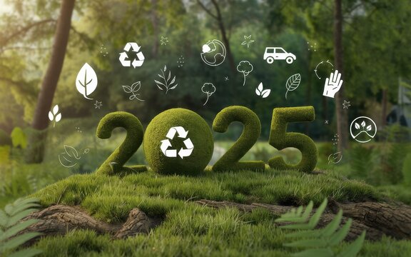 Green moss covered year shows sustainability focus for twenty twenty five