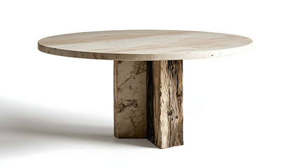 A round table with a wooden base and a wooden top. generated using AI