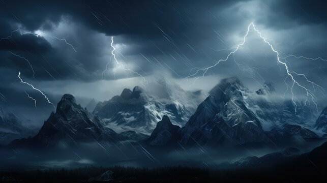 dramatic dark mountain range