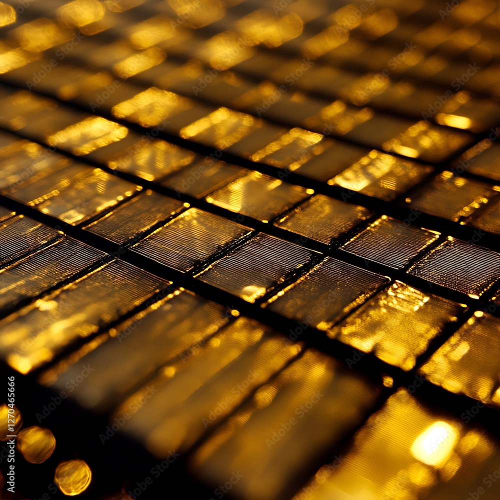 Poster abstract background of a golden glass surface with bokeh effect