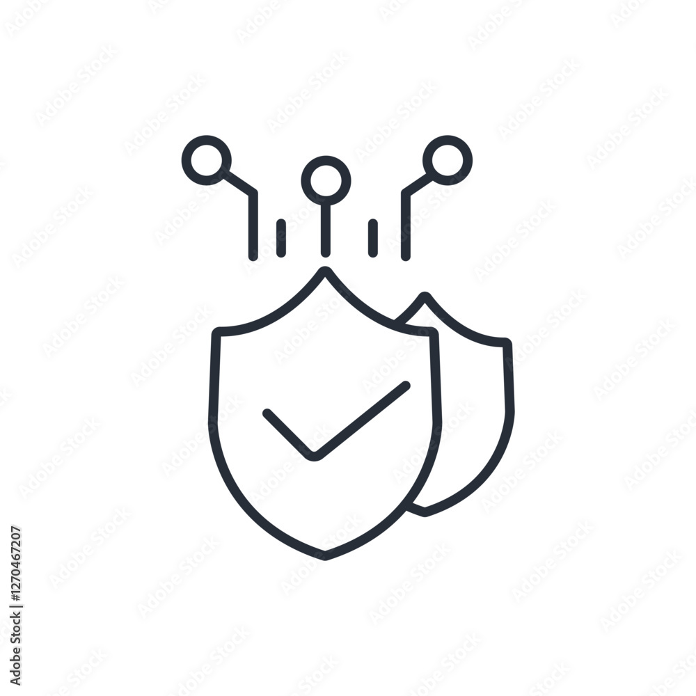 Poster cyber security icon. vector.editable stroke.linear style sign for use web design,logo.symbol illustr