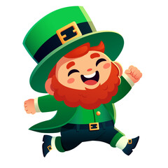 Happy cartoon leprechaun running