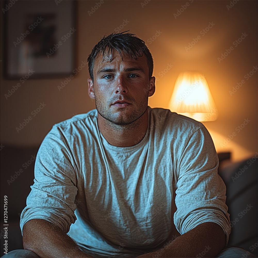 Poster a man sits in front of the camera, speaking with a serious expression. the room is dark and there is
