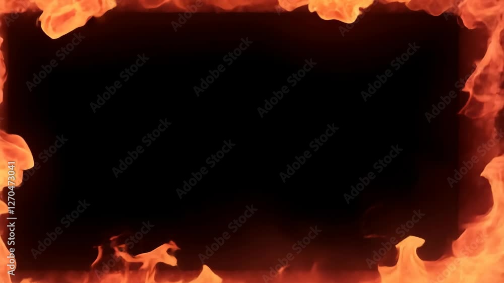 Poster fiery frame background with vivid flames and warm tones, suitable for dynamic and energetic designs,
