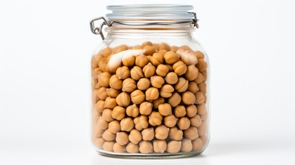 raw chickpeas on white background
