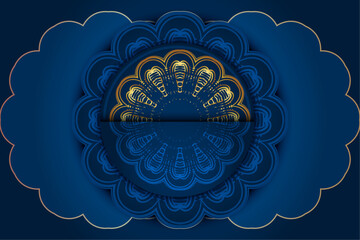 Dark Blue and Yellow Mandala Design

