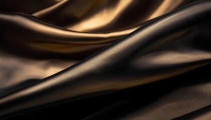 Obraz premium A close-up of luxurious, dark fabric with smooth, flowing textures and subtle sheen, suggesting elegance and sophistication.