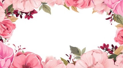 Fototapeta premium background pink floral frame