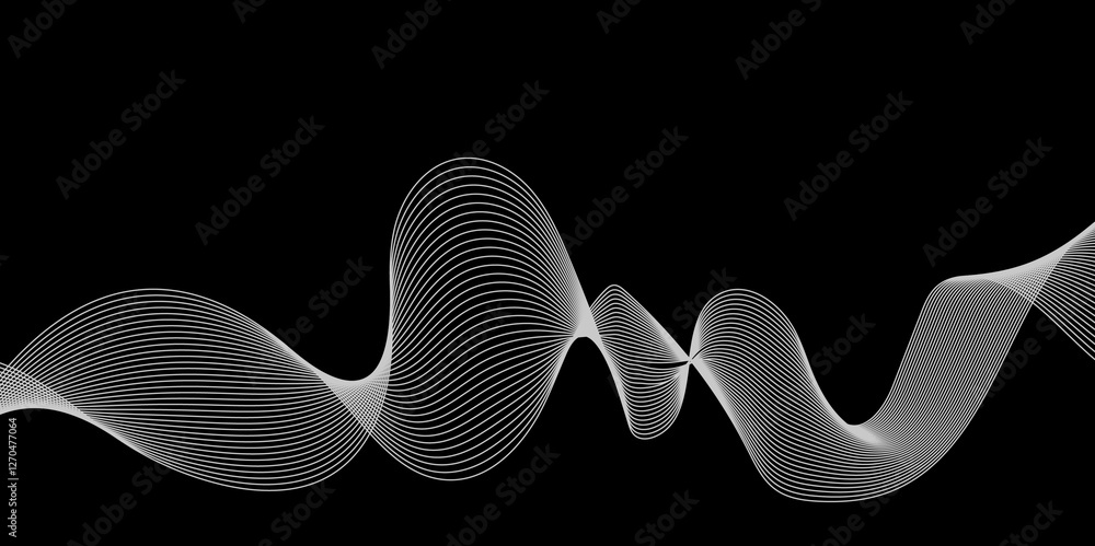 Aufkleber abstract black background with whit line. modern template abstract design flowing particles digital 