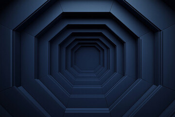 Obraz premium blue, dark, and narrow tunnel with a lot of empty space. The tunnel is almost completely empty, with no people or objects visible. The tunnel appears to be a part of a larger structure