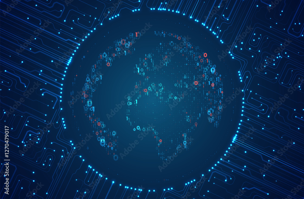 Aufkleber abstract global technology background. futuristic data network elements. digital innovation concept 