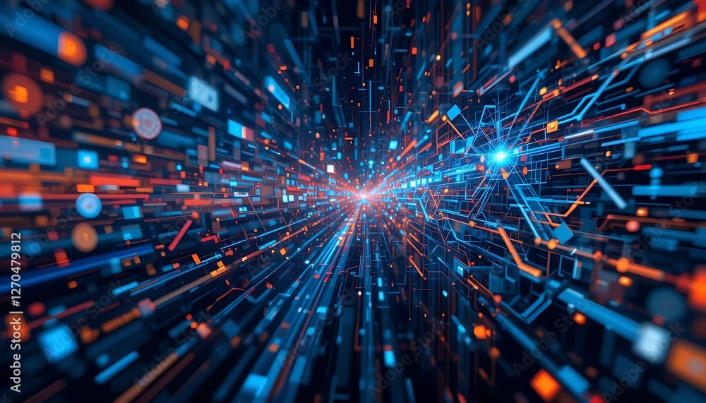 Aufkleber abstract data stream, a symphony of interconnected networks and information
