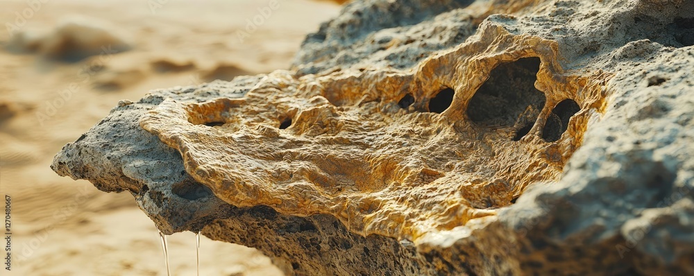 Poster acid rain climate change concept. a close-up of a unique rock formation displaying intricate texture