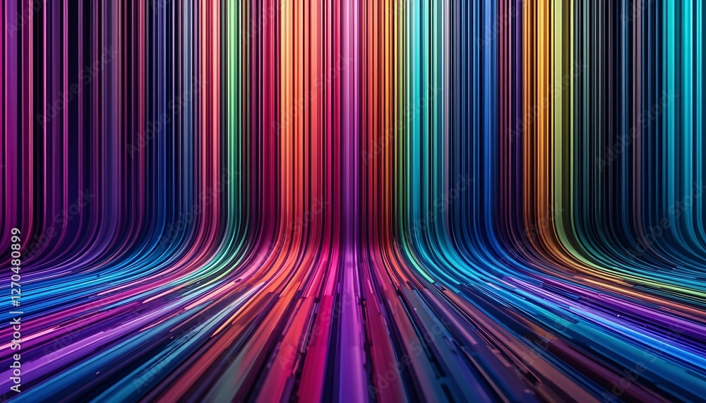 Poster chromatic cascade, a gradient of vibrant verticality and converging lines