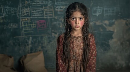 Young Afghan girl eagerly awaiting return to school as she counts down the days, depicted with AI technology