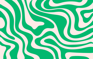 Abstract horizontal monochrome background with dynamic waves. Trendy vector illustration in style retro 60s, 70s. Beige and green colors
