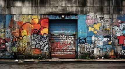 Obraz premium grey block wall with a door