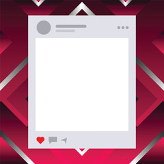 Naklejka premium A white frame with a pink background. The frame is empty