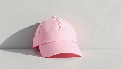 Fototapeta premium Pink sun Cap Mock-up On White Background pink Baseball Cap Mockup On White Background logo, stcker, branding, advertising, promotion, product, logo, sticker, label, tag, mock, up, protect,