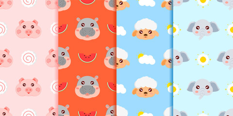 Super cute animal face patterns that can be connected endlessly