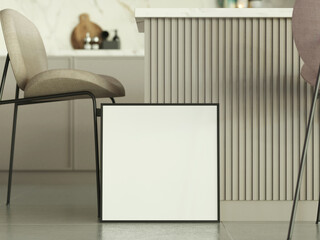 Elegant Mockup Frame for Artwork in Modern Kitchen Setting
