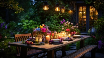 candles outdoors table