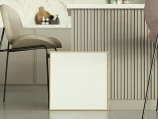 Naklejka premium Modern Kitchen Mockup Featuring Framed Design for Customization