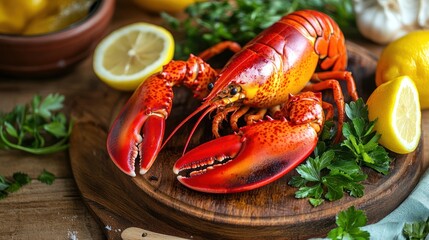 Lobster on Wooden Board
