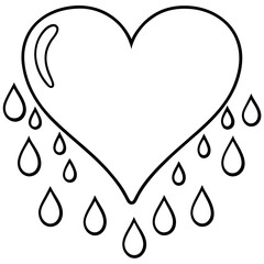 Simple line art of raindrops shaping a heart