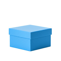 Fototapeta premium Isolated Blue Gift Box with Lid on Transparent Background Product Shot