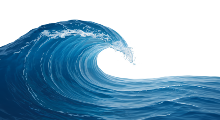 Blue Ocean Wave with Spray Isolated on Transparent Background Stock Photo