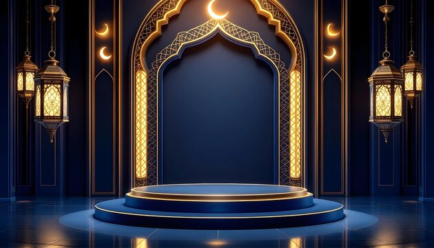 Luxurious Islamic-Themed Podium for Product Presentation