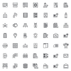 HVAC system line icons set