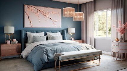 elegance blue and rose gold
