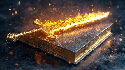 Flaming Sword of Spirit: Whole Armor of God in Spiritual Warfare Bible Illustration