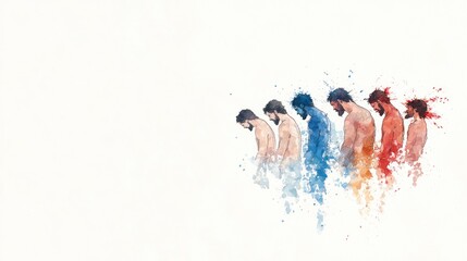 Baptism of Jesus: Abstract Watercolor Illustration of Sacred Ritual in Blue Hues