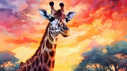 graceful giraffe water color