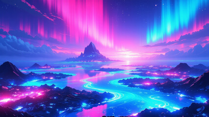 Fototapeta premium anime abstract landscape illustration background