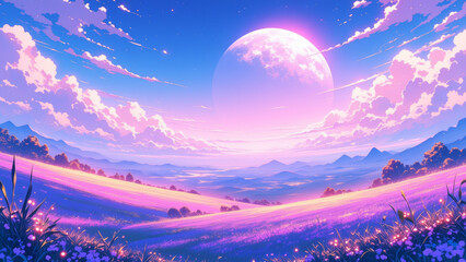 anime abstract landscape illustration background