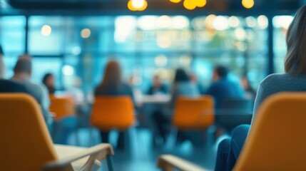 Blurred Interior View of People Seated at Tables